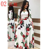 Elegant autumn Women's Dress 2020 Casual Bohemia Flower Print Maxi Dresses Fashion Hollow Out Tunic Vestidos Dress Plus Size 5XL