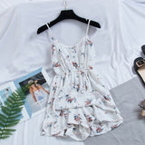 2019 New Women's Dress Sweet Summer Casual Fashion Bohemian Print Thin Strap Sleeveless  Black Dress for Women