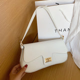 Vintage Baguette Shoulder Bag Women Crossbody Bags White PU Leather Small Totes Hobo Purses and Hanbags Lady Hand Armpit Bag