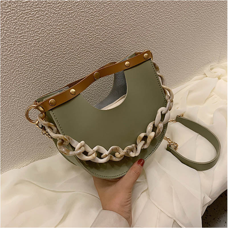 2020 Women Small Shouler Bag PU Leather Saddle Bag Mini Purses and handbag Fashion Chain Crossbody Pack Ladies Hand Bag Green