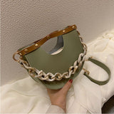 2020 Women Small Shouler Bag PU Leather Saddle Bag Mini Purses and handbag Fashion Chain Crossbody Pack Ladies Hand Bag Green