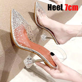 Luxury Women Pumps 2019 Transparent High Heels Sexy Pointed Toe Slip-on Wedding Party Brand Fashion Shoes For Lady Size 34-41